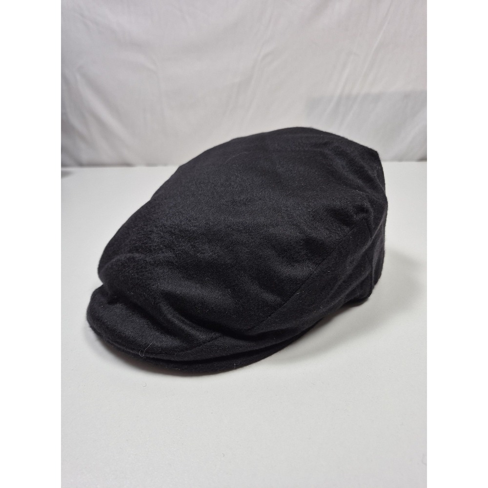Christys' Hat Flat Cap Fitted Mens L Black Cashmere Felt Lined Handmade Winter